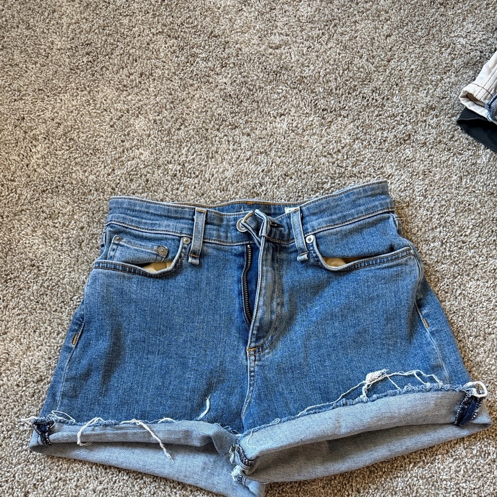 rag & bone High-Rise Blue Denim Micro Shorts - 25